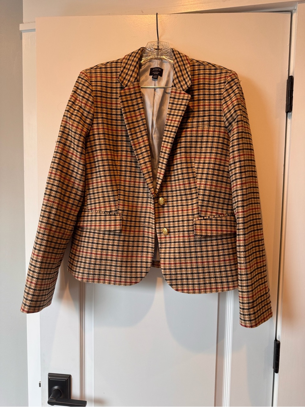 J.Crew School Boy Houndstooth Wool Blend Blazer - Tan Multi NWOT